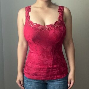 Vintage Red Lace Fitted Top